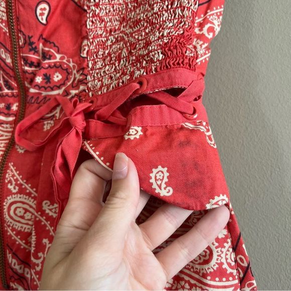 Anthro Holding Horses Women’s Red Bandana Paisley Strapless Midi Dress 0 - Picture 10 of 14
